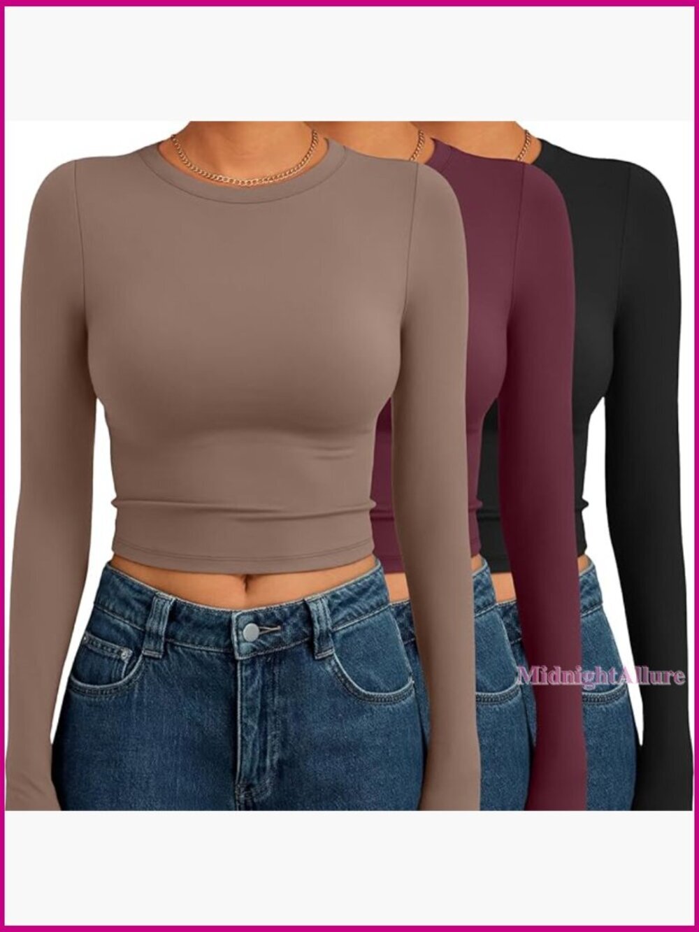 3 Pack Long Sleeve Crop Tops Slim Fitted Y2K Style Fall Fashion
